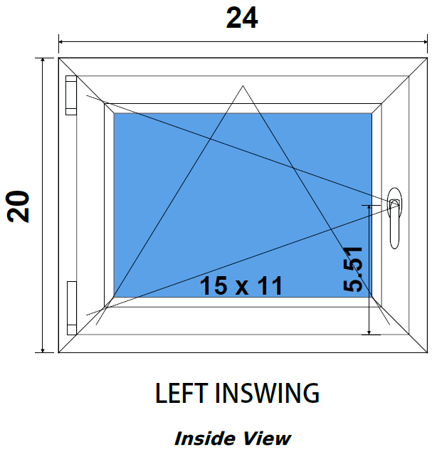 24"x20" European uPVC Tilt and Turn Window