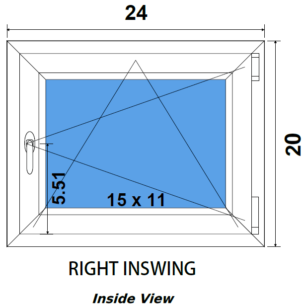 24"x20" European uPVC Tilt and Turn Window