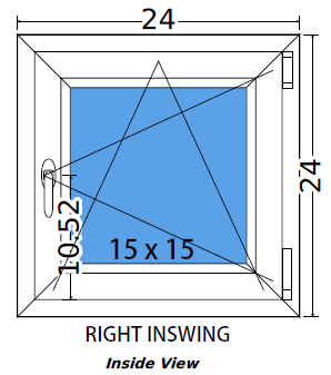 24"x24" European uPVC Tilt and Turn Window