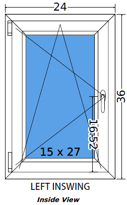 24"x36" European uPVC Tilt and Turn Window