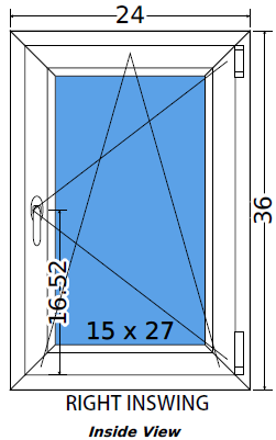 24"x36" European uPVC Tilt and Turn Window