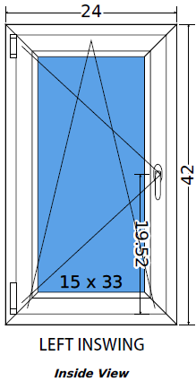 24"x42" European uPVC Tilt and Turn Window