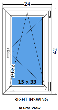 24"x42" European uPVC Tilt and Turn Window