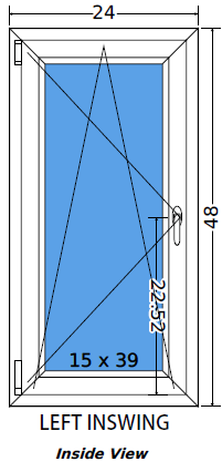 24"x48" European uPVC Tilt and Turn Window