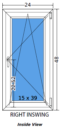 24"x48" European uPVC Tilt and Turn Window