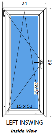 24"x60" European uPVC Tilt and Turn Window