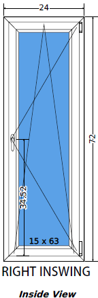 24"x72" European uPVC Tilt and Turn Window