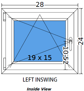 28"x24" European uPVC Tilt and Turn Window