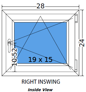 28"x24" European uPVC Tilt and Turn Window