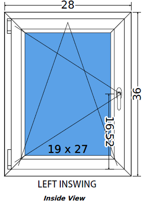 28"x36" European uPVC Tilt and Turn Window