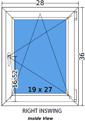 28"x36" European uPVC Tilt and Turn Window