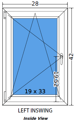 28"x42" European uPVC Tilt and Turn Window