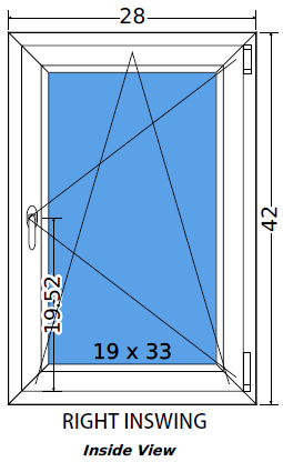 28"x42" European uPVC Tilt and Turn Window
