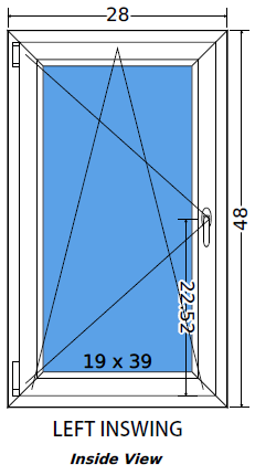 28"x48" European uPVC Tilt and Turn Window