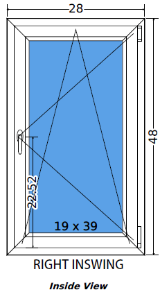 28"x48" European uPVC Tilt and Turn Window