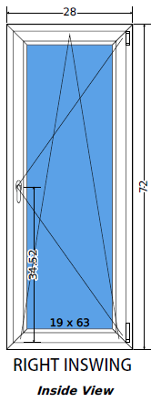 28"x72" European uPVC Tilt and Turn Window