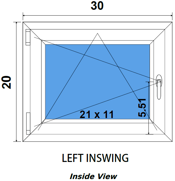 30"x20" European uPVC Tilt and Turn Window