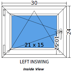 30"x24" European uPVC Tilt and Turn Window
