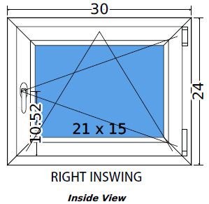 30"x24" European uPVC Tilt and Turn Window