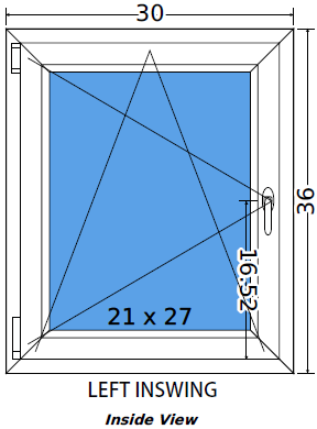 30"x36" European uPVC Tilt and Turn Window