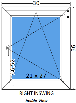 30"x36" European uPVC Tilt and Turn Window
