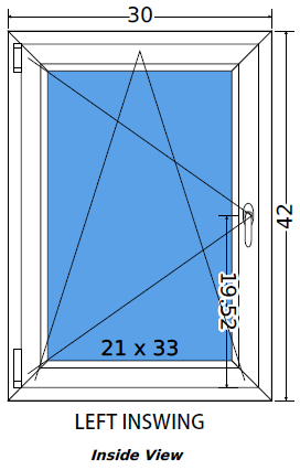 30"x42" European uPVC Tilt and Turn Window