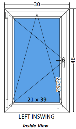 30"x48" European uPVC Tilt and Turn Window
