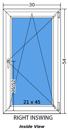 30"x54" European uPVC Tilt and Turn Window