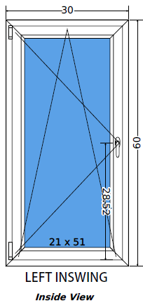30"x60" European uPVC Tilt and Turn Window