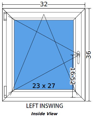 32"x36" European uPVC Tilt and Turn Window