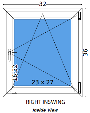 32"x36" European uPVC Tilt and Turn Window