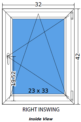32"x42" European uPVC Tilt and Turn Window