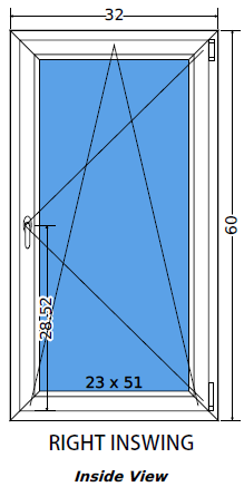 32"x60" European uPVC Tilt and Turn Windows
