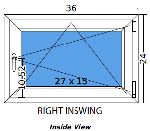 36"x24" European uPVC Tilt and Turn Window