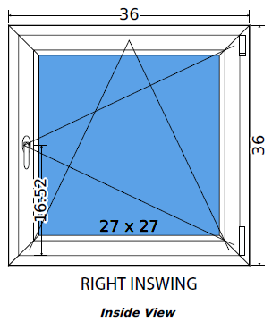 36"x36" European uPVC Tilt and Turn Window