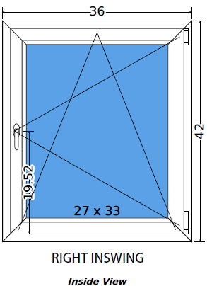 36"x42" European uPVC Tilt and Turn Window