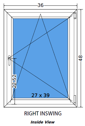 36"x48" European uPVC Tilt and Turn Window