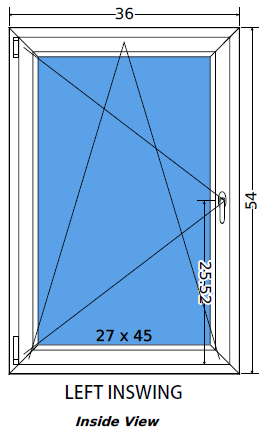 36"x54" European uPVC Tilt and Turn Window
