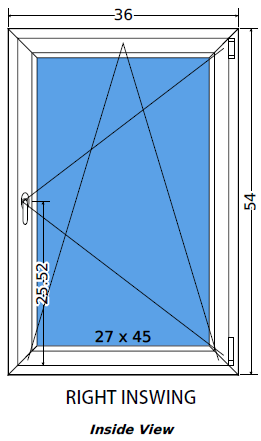 36"x54" European uPVC Tilt and Turn Window