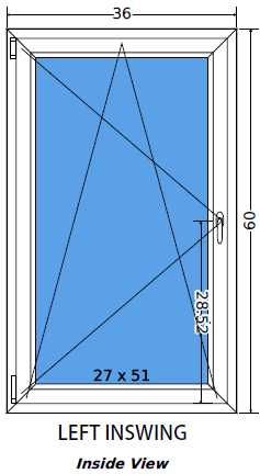 36"x60" European uPVC Tilt and Turn Window