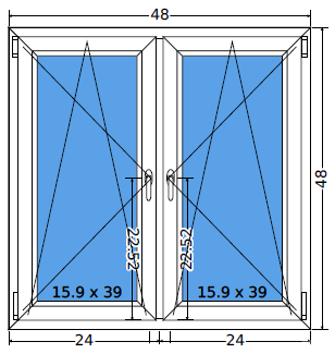 48"x48" European uPVC Tilt and Turn Window Double Sash