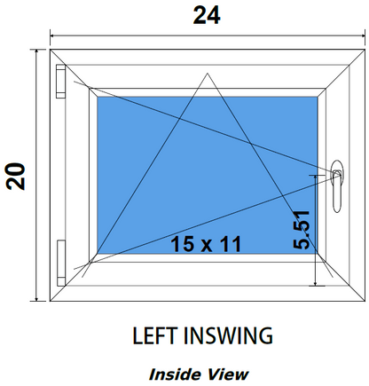 24"x20" European uPVC Tilt and Turn Window