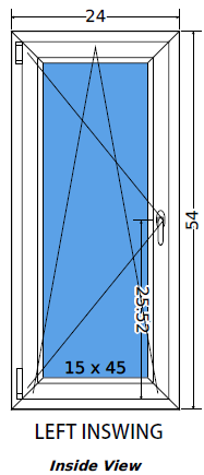 24"x54" European uPVC Tilt and Turn Window
