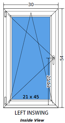 30"x54" European uPVC Tilt and Turn Window