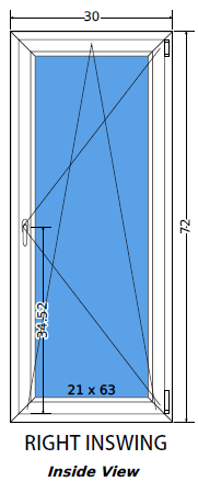 30"x72" European uPVC Tilt and Turn Window