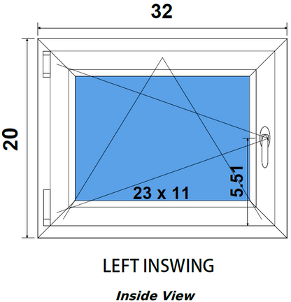 32"x20" European uPVC Tilt and Turn Window