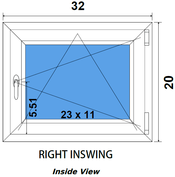 32"x20" European uPVC Tilt and Turn Window