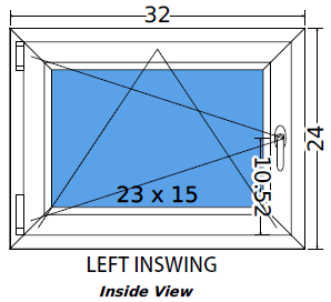 32"x24" European uPVC Tilt and Turn Window