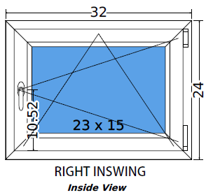 32"x24" European uPVC Tilt and Turn Window