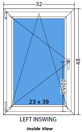 32"x48" European uPVC Tilt and Turn Window